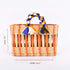 Handwoven Moroccan Reed Basket with Orange Stripe